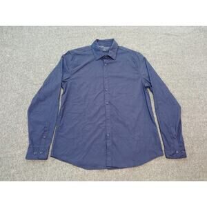 Hudson & Barrow Men's Shirt Button Down Long Sleeve Performance Strech Blue Sz M